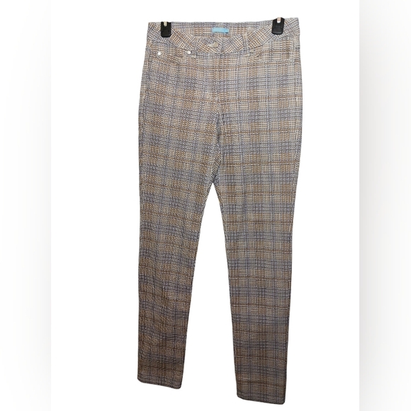J. Mclaughlin brown & blue plaid checkered trouser pants size 4/27 - Picture 1 of 10